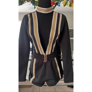 Beautiful rhinestone romper 🖤💛